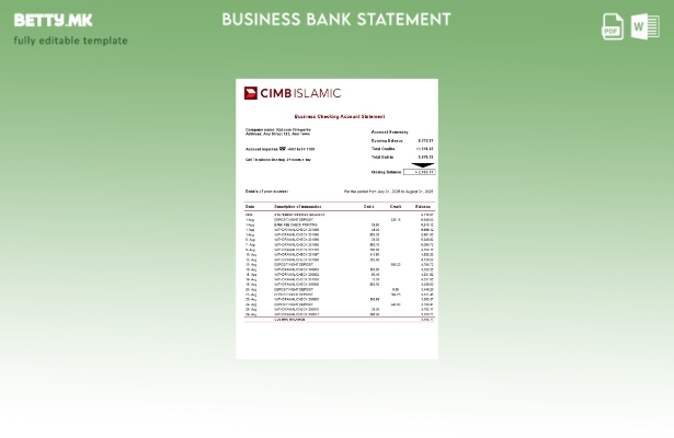 модерен стил CIMB Исламска компанија за проверка на изводот на сметката Шаблон W